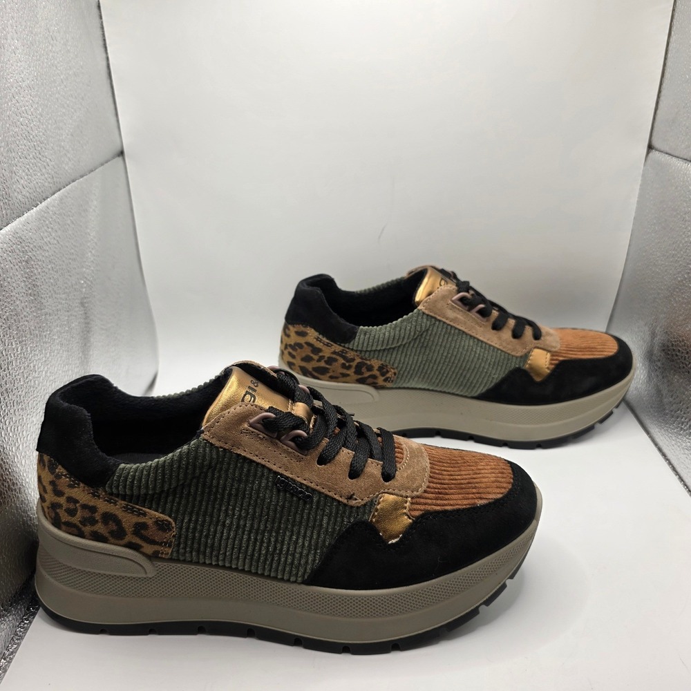 Igi&Co Womens Corduroy Suede Leopard Platform Sneakers Made in Italy Size 40 - Picture 10 of 12